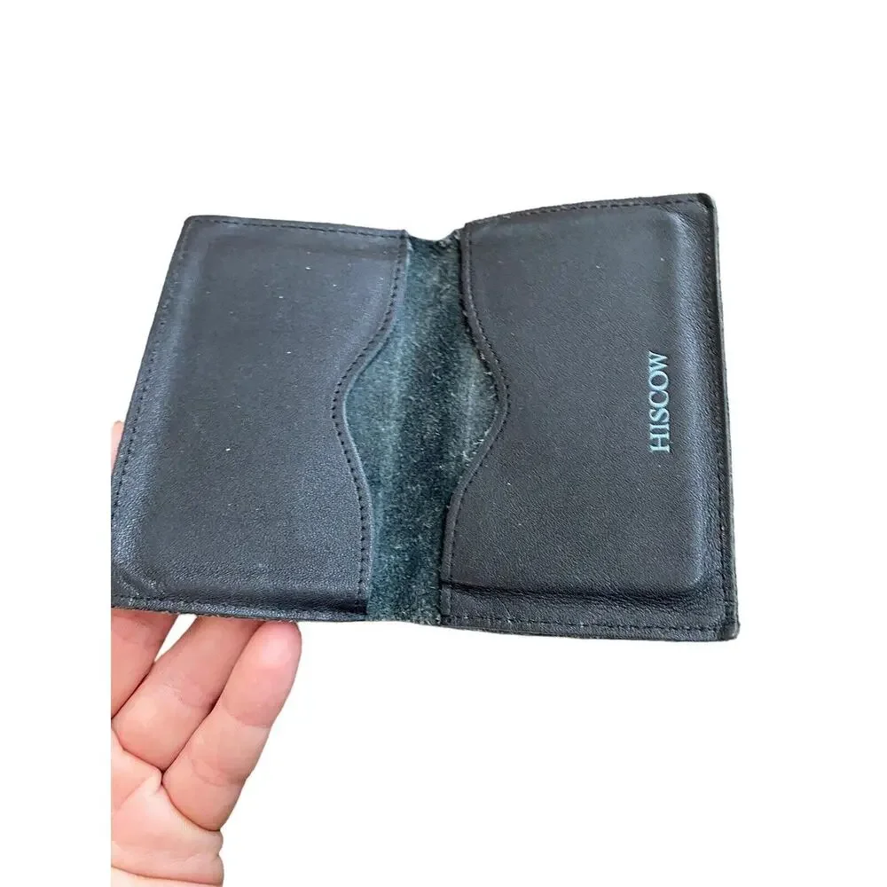 Hiscow Mens Bifold Leather Wallet Credit Card holder money black